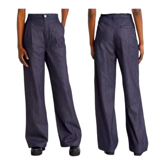 Frame Pants High rise pleated wide leg chino blue size 32 - Picture 1 of 7